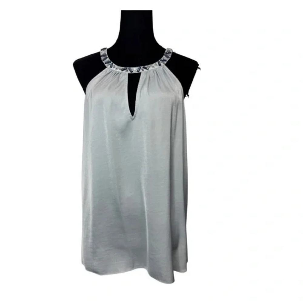 BCBGMaxAzria Light Blue Racerback Halter Top - Picture 2 of 8